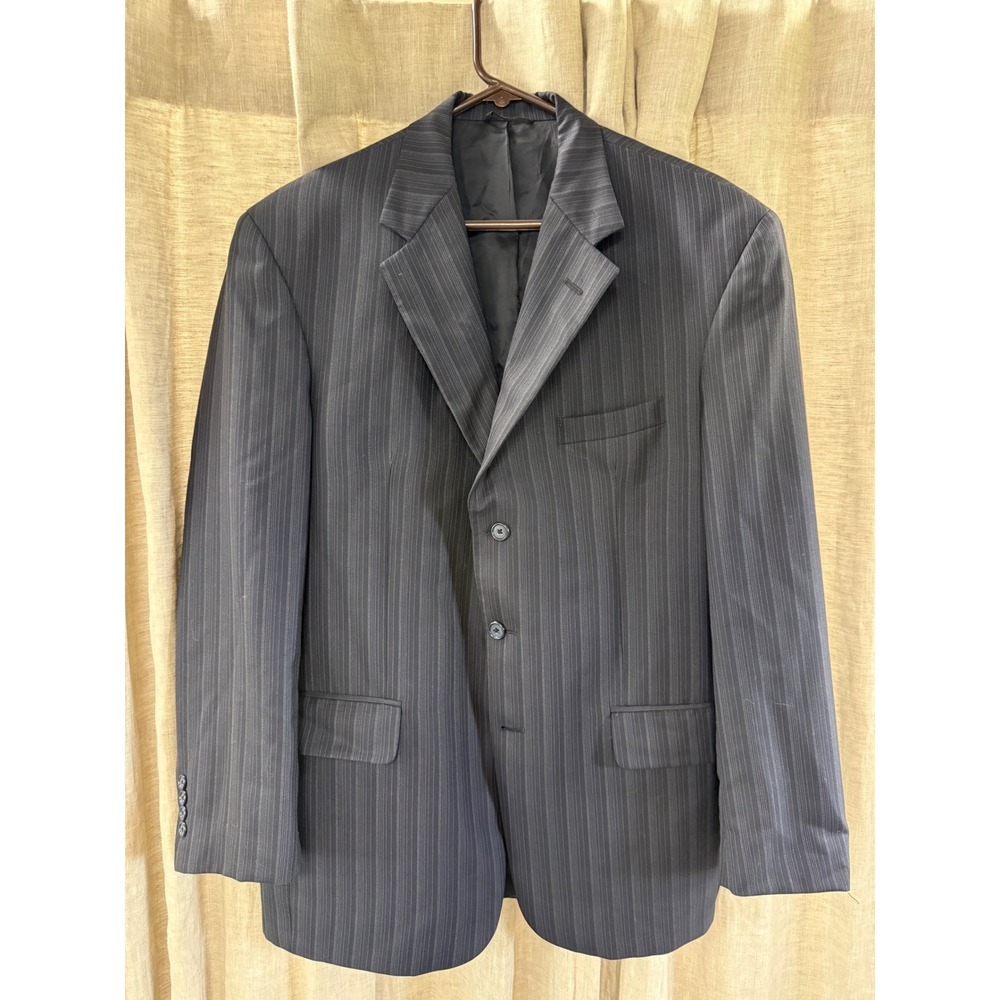 Jerome Fabrics Custom Tailored Pinstripe Blazer Grey Woven in England 3-Button